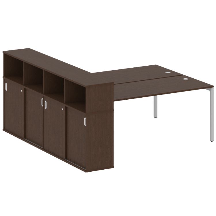 Metal System Quattro Рабочая станция с шкафом-купе на П-образном м/к 40БП.РС-СШК-4.5 Т Венге Цаво/Ме