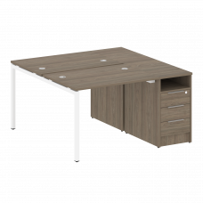 Metal System Quattro Рабочая станция с тумбой на П-образном м/к 40БП.РС-СТП-2.1 Вяз Благородный/Мета