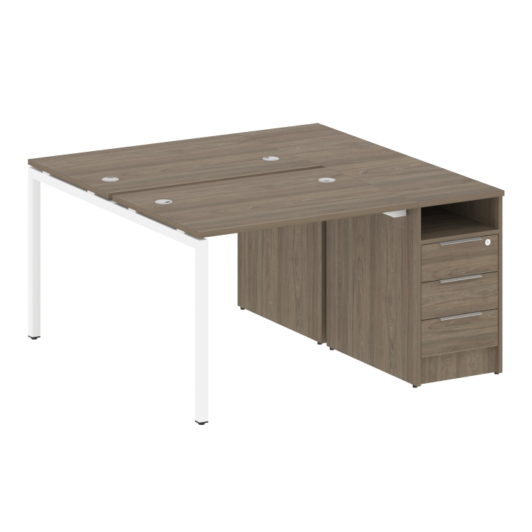 Metal System Quattro Рабочая станция с тумбой на П-образном м/к 40БП.РС-СТП-2.1 Вяз Благородный/Мета