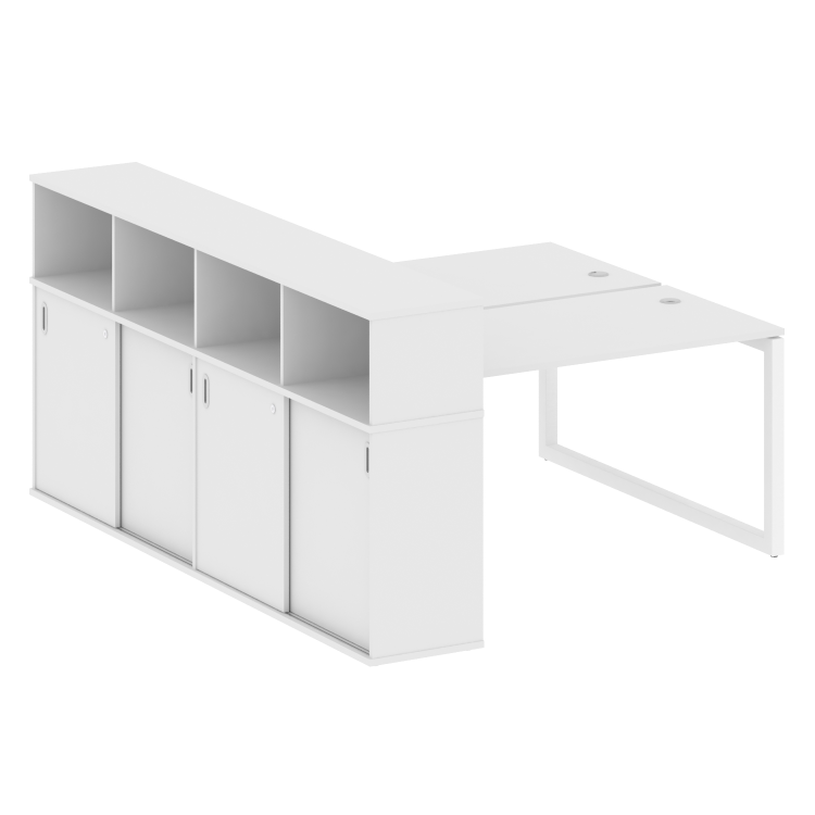 Metal System Quattro Рабочая станция с шкафом-купе на О-образном м/к 50БО.РС-СШК-4.3 Т Белый/Металл