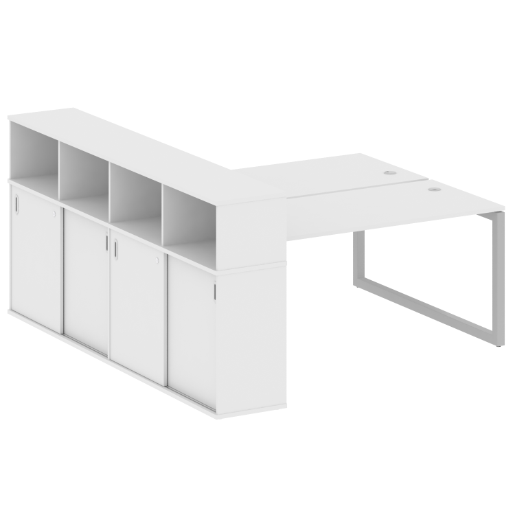 Metal System Quattro Рабочая станция с шкафом-купе на О-образном м/к 50БО.РС-СШК-4.4 Т Белый/Металл