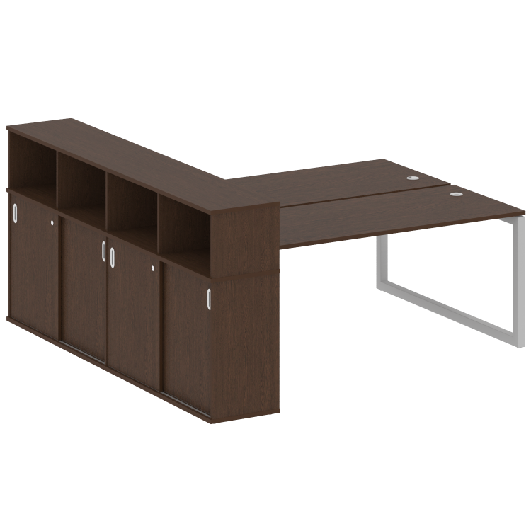 Metal System Quattro Рабочая станция с шкафом-купе на О-образном м/к 50БО.РС-СШК-4.5 Т Венге Цаво/Ме