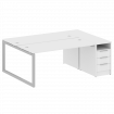 Metal System Quattro Рабочая станция с тумбой на О-образном м/к 50БО.РС-СТП-2.4 Белый/Металл Серый 2