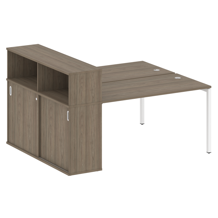 Metal System Quattro Рабочая станция с шкафом-купе на П-образном м/к 40БП.РС-СШК-2.3 Т Вяз Благородн