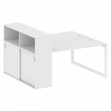 Metal System Quattro Рабочая станция с шкафом-купе на О-образном м/к 50БО.РС-СШК-2.3 Т Белый/Металл