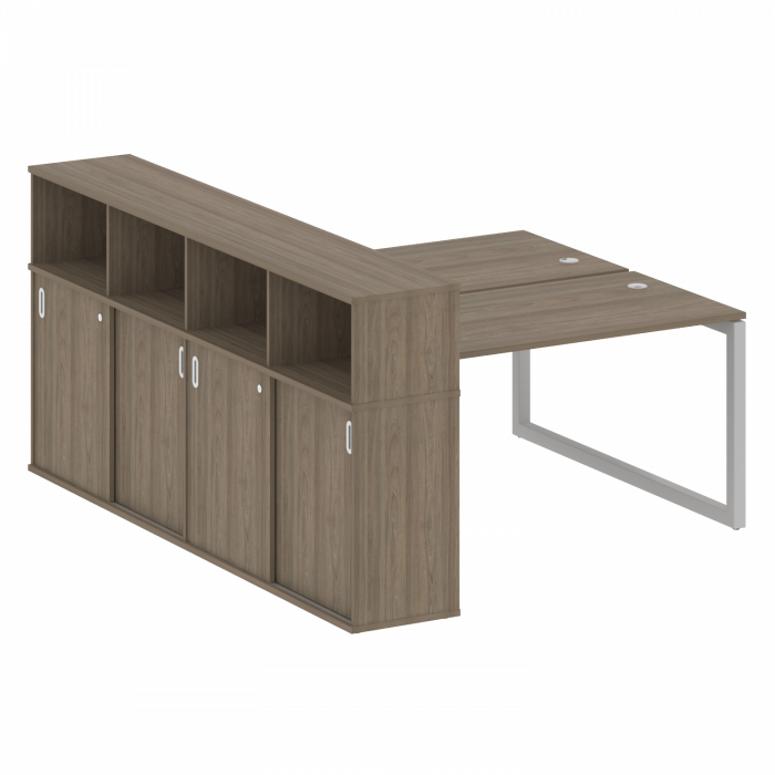 Metal System Quattro Рабочая станция с шкафом-купе на О-образном м/к 50БО.РС-СШК-4.3 Т Вяз Благородн