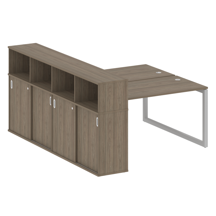 Metal System Quattro Рабочая станция с шкафом-купе на О-образном м/к 50БО.РС-СШК-4.3 Т Вяз Благородн