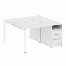 Metal System Quattro Рабочая станция с тумбой на П-образном м/к 50БП.РС-СТП-2.1 Белый/Металл Белый 1