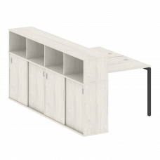 Metal System Quattro Рабочая станция с шкафом-купе на П-образном м/к 40БП.РС-СШК-4.1 Т Дуб Наварра/М