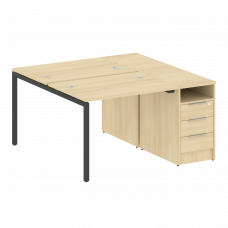 Metal System Quattro Рабочая станция с тумбой на П-образном м/к 40БП.РС-СТП-2.1 Акация Лорка/Металл