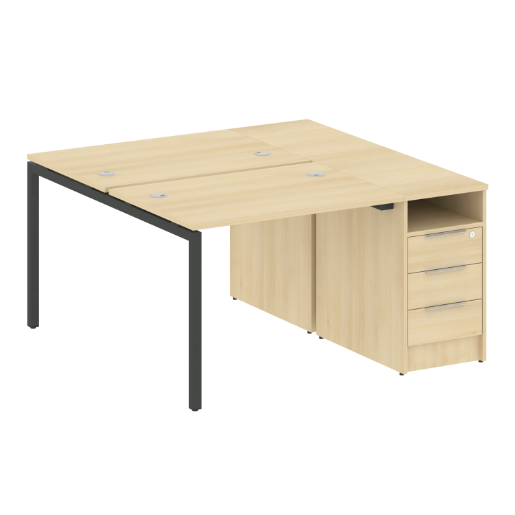 Metal System Quattro Рабочая станция с тумбой на П-образном м/к 40БП.РС-СТП-2.1 Акация Лорка/Металл