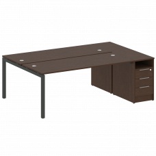 Metal System Quattro Рабочая станция с тумбой на П-образном м/к 50БП.РС-СТП-2.5 Венге Цаво/Металл Ан