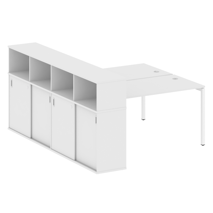Metal System Quattro Рабочая станция с шкафом-купе на П-образном м/к 40БП.РС-СШК-4.3 Т Белый/Металл