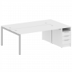 Metal System Quattro Рабочая станция с тумбой на П-образном м/к 50БП.РС-СТП-2.5 Белый/Металл Серый 2