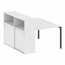 Metal System Quattro Рабочая станция с шкафом-купе на П-образном м/к 40БП.РС-СШК-2.1 Т Белый/Металл