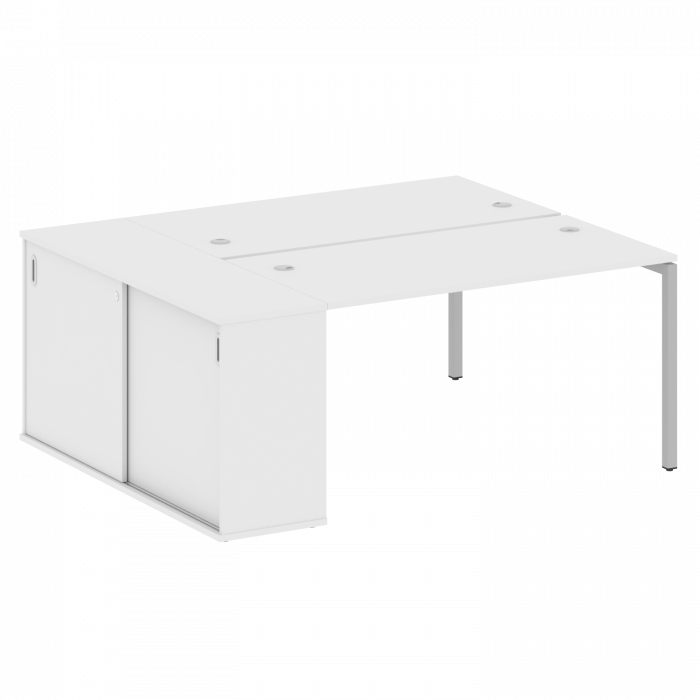 Metal System Quattro Рабочая станция с шкафом-купе на П-образном м/к 40БП.РС-СШК-1.3 Т Белый/Металл