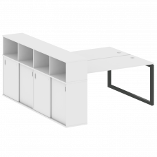 Metal System Quattro Рабочая станция с шкафом-купе на О-образном м/к 50БО.РС-СШК-4.4 Т Белый/Металл