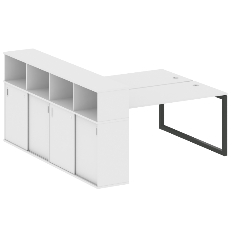 Metal System Quattro Рабочая станция с шкафом-купе на О-образном м/к 50БО.РС-СШК-4.4 Т Белый/Металл