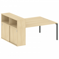 Metal System Quattro Рабочая станция с шкафом-купе на П-образном м/к 40БП.РС-СШК-2.4 Т Акация Лорка/