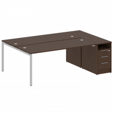 Metal System Quattro Рабочая станция с тумбой на П-образном м/к 40БП.РС-СТП-2.5 Венге Цаво/Металл Се