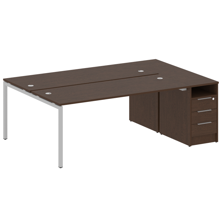Metal System Quattro Рабочая станция с тумбой на П-образном м/к 40БП.РС-СТП-2.5 Венге Цаво/Металл Се