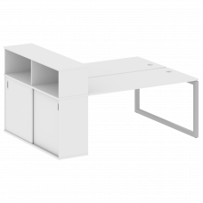 Metal System Quattro Рабочая станция с шкафом-купе на О-образном м/к 50БО.РС-СШК-2.4 Т Белый/Металл