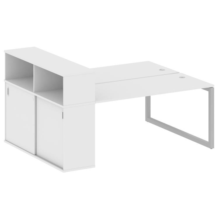 Metal System Quattro Рабочая станция с шкафом-купе на О-образном м/к 50БО.РС-СШК-2.4 Т Белый/Металл