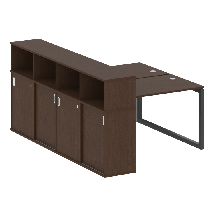 Metal System Quattro Рабочая станция с шкафом-купе на О-образном м/к 50БО.РС-СШК-4.2 Т Венге Цаво/Ме