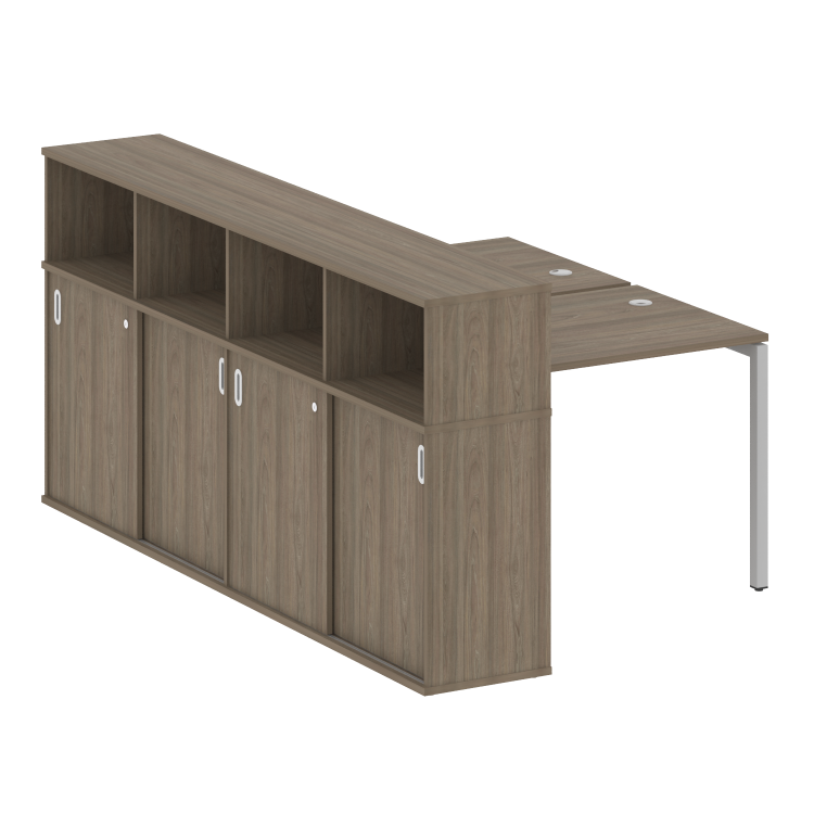 Metal System Quattro Рабочая станция с шкафом-купе на П-образном м/к 40БП.РС-СШК-4.1 Т Вяз Благородн