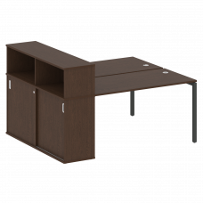 Metal System Quattro Рабочая станция с шкафом-купе на П-образном м/к 40БП.РС-СШК-2.3 Т Венге Цаво/Ме