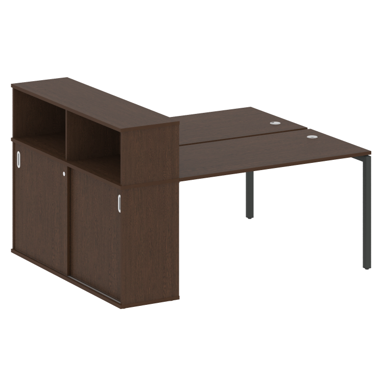 Metal System Quattro Рабочая станция с шкафом-купе на П-образном м/к 40БП.РС-СШК-2.3 Т Венге Цаво/Ме