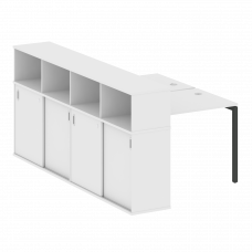 Metal System Quattro Рабочая станция с шкафом-купе на П-образном м/к 40БП.РС-СШК-4.1 Т Белый/Металл