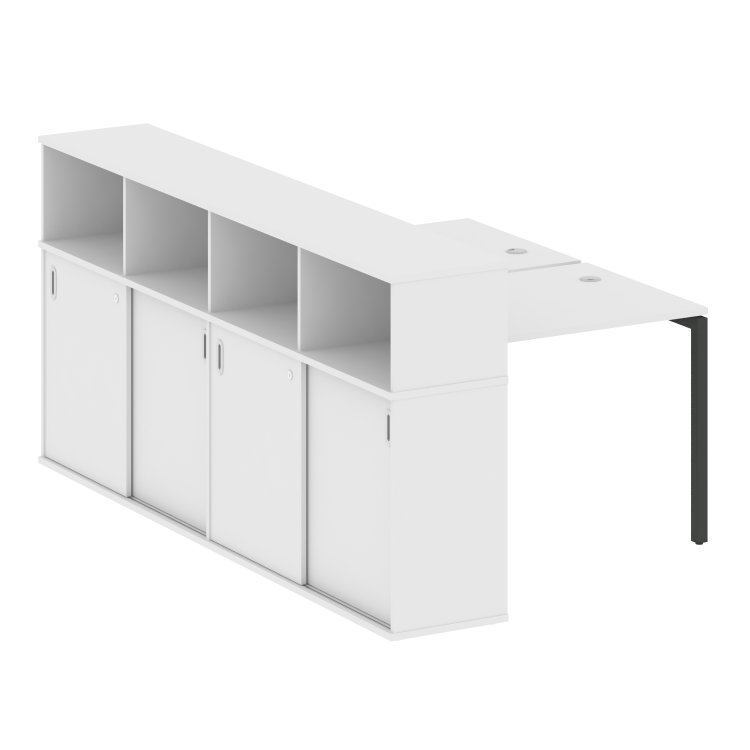 Metal System Quattro Рабочая станция с шкафом-купе на П-образном м/к 40БП.РС-СШК-4.1 Т Белый/Металл