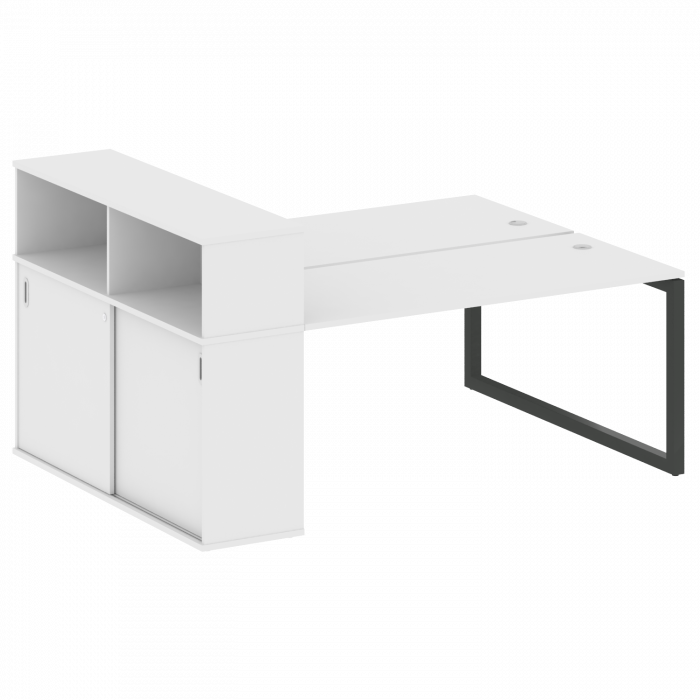 Метал Систем Куатро Рабочая станция с шкафом-купе на О-образном м/к 50БО.РС-СШК-2.4 Т Белый/Металл А