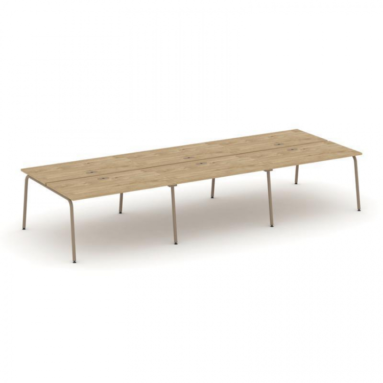 Estetica Рабочая станция 6 мест ES.D.RS-6.3-LK Тиквуд Светлый/Металл Латте 4140*1500*750