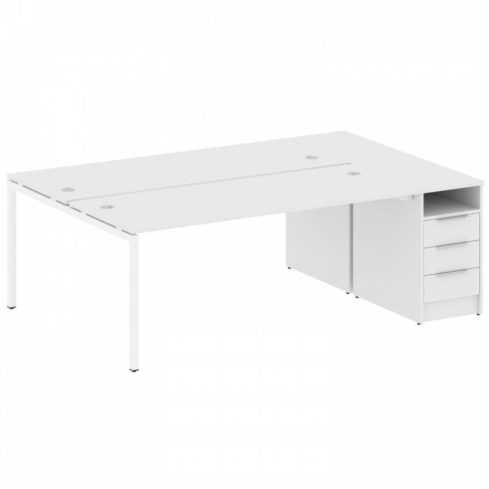 Метал Систем Куатро Рабочая станция с тумбой на П-образном м/к 40БП.РС-СТП-2.5 Белый/Металл Белый 22