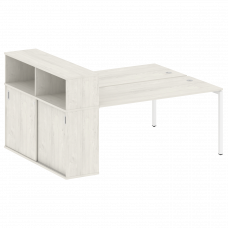 Metal System Quattro Рабочая станция с шкафом-купе на П-образном м/к 40БП.РС-СШК-2.4 Т Дуб Наварра/М