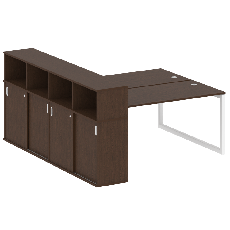 Metal System Quattro Рабочая станция с шкафом-купе на О-образном м/к 50БО.РС-СШК-4.4 Т Венге Цаво/Ме