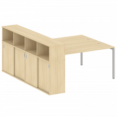 Metal System Quattro Рабочая станция с шкафом-купе на П-образном м/к 40БП.РС-СШК-4.4 Т Акация Лорка/