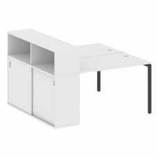 Metal System Quattro Рабочая станция с шкафом-купе на П-образном м/к 40БП.РС-СШК-2.2 Т Белый/Металл