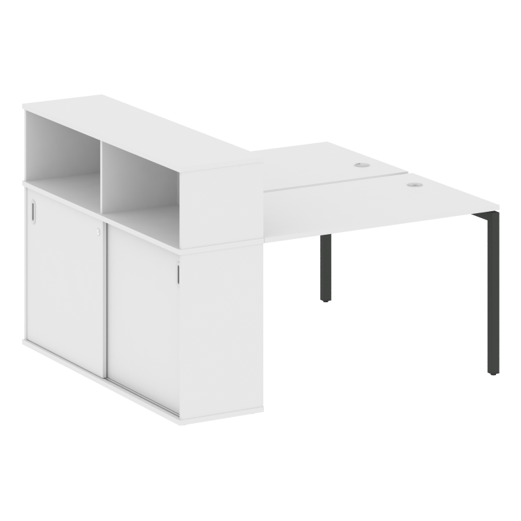 Metal System Quattro Рабочая станция с шкафом-купе на П-образном м/к 40БП.РС-СШК-2.2 Т Белый/Металл