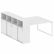 Metal System Quattro Рабочая станция с шкафом-купе на О-образном м/к 50БО.РС-СШК-4.4 Т Белый/Металл