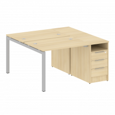 Metal System Quattro Рабочая станция с тумбой на П-образном м/к 50БП.РС-СТП-2.1 Акация Лорка/Металл