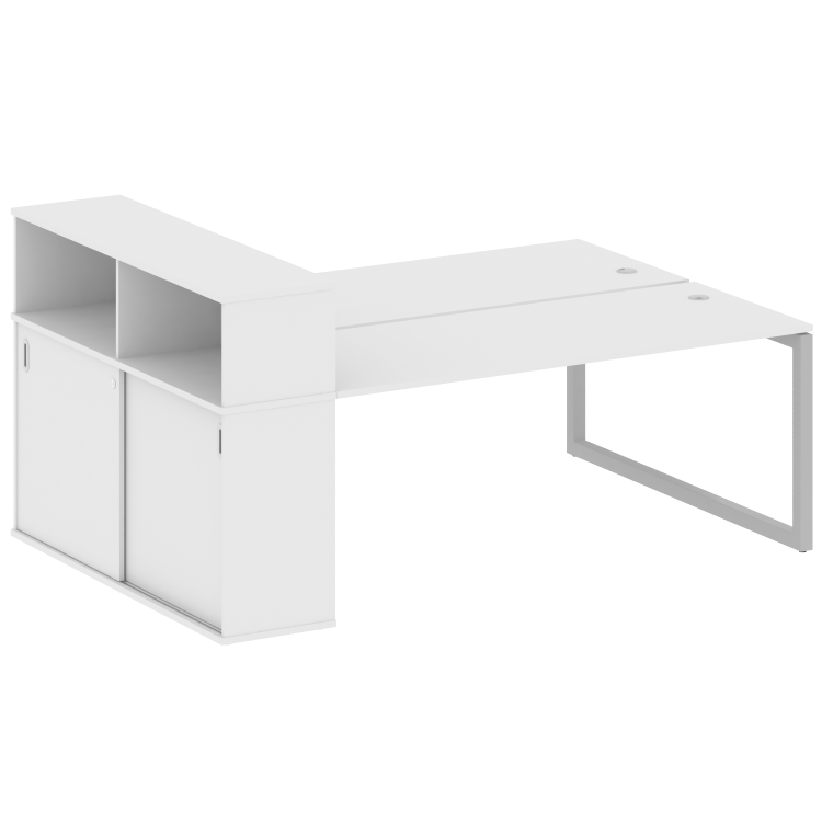 Metal System Quattro Рабочая станция с шкафом-купе на О-образном м/к 50БО.РС-СШК-2.5 Т Белый/Металл