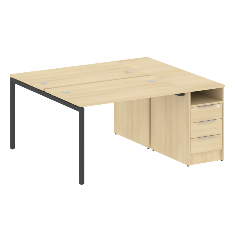 Metal System Quattro Рабочая станция с тумбой на П-образном м/к 40БП.РС-СТП-2.2 Акация Лорка/Металл