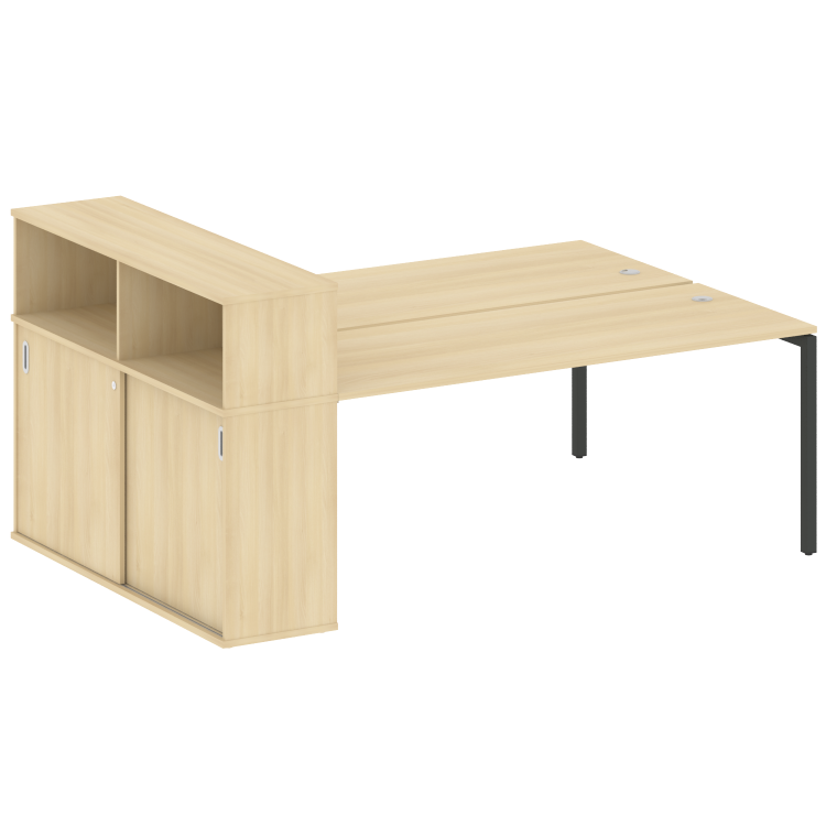 Metal System Quattro Рабочая станция с шкафом-купе на П-образном м/к 40БП.РС-СШК-2.5 Т Акация Лорка/