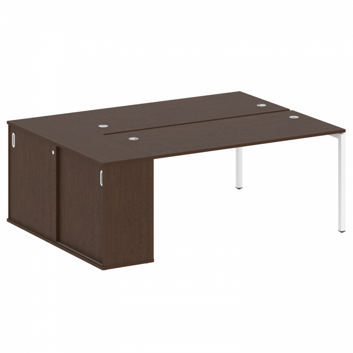 Metal System Quattro Рабочая станция с шкафом-купе на П-образном м/к 40БП.РС-СШК-1.4 Т Венге Цаво/Ме