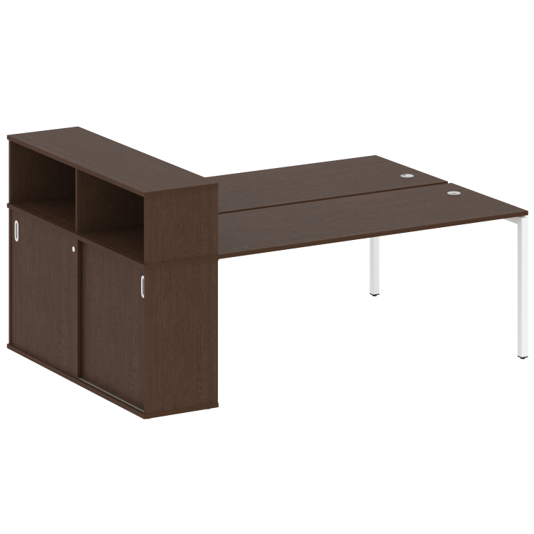 Metal System Quattro Рабочая станция с шкафом-купе на П-образном м/к 40БП.РС-СШК-2.5 Т Венге Цаво/Ме