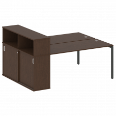 Metal System Quattro Рабочая станция с шкафом-купе на П-образном м/к 40БП.РС-СШК-2.4 Т Венге Цаво/Ме