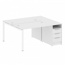 Metal System Quattro Рабочая станция с тумбой на П-образном м/к 50БП.РС-СТП-2.2 Белый/Металл Белый 1